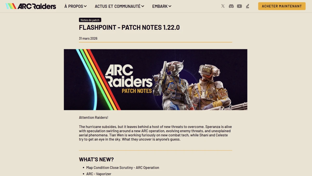 Arc Raiders : la mise à jour Flashpoint améliore enfin les apparitions tardives