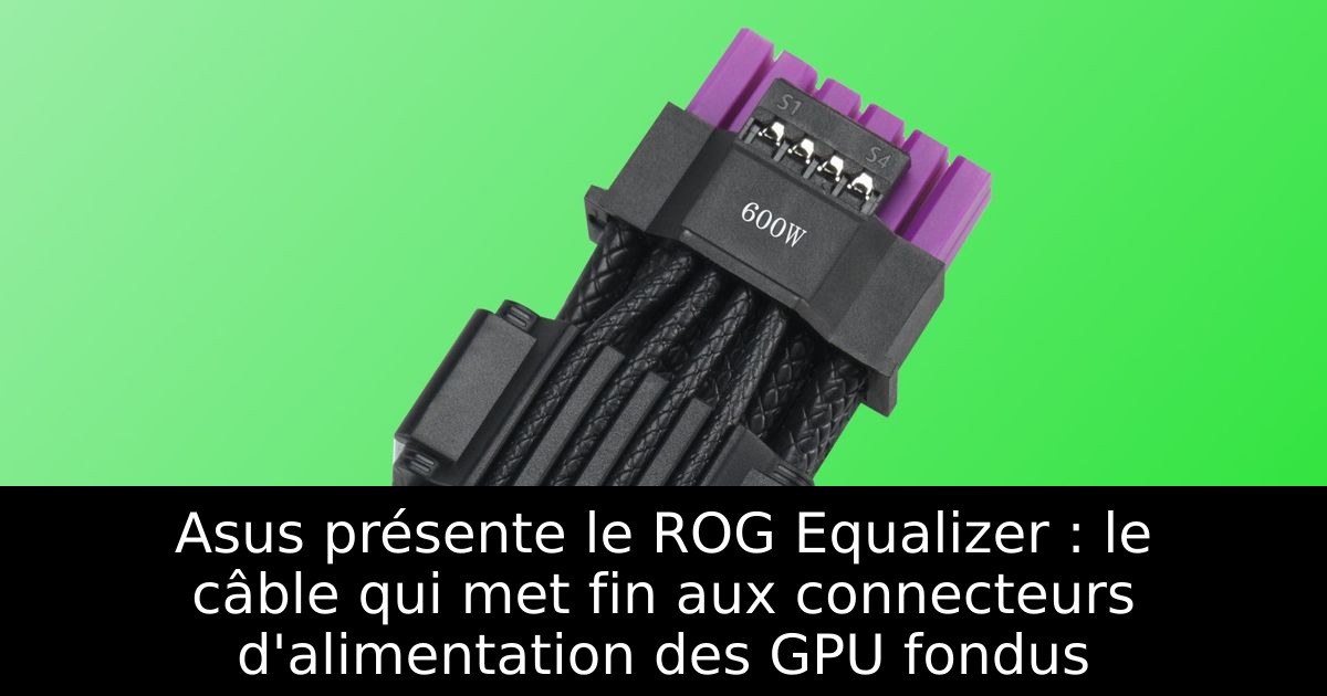 Asus présente le ROG Equalizer : le câble qui met fin aux connecteurs d'alimentation des GPU fondus