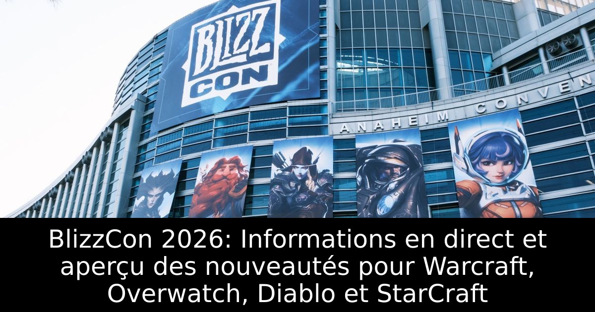 BlizzCon 2026: Informations en direct et aperçu des nouveautés pour Warcraft, Overwatch, Diablo et StarCraft