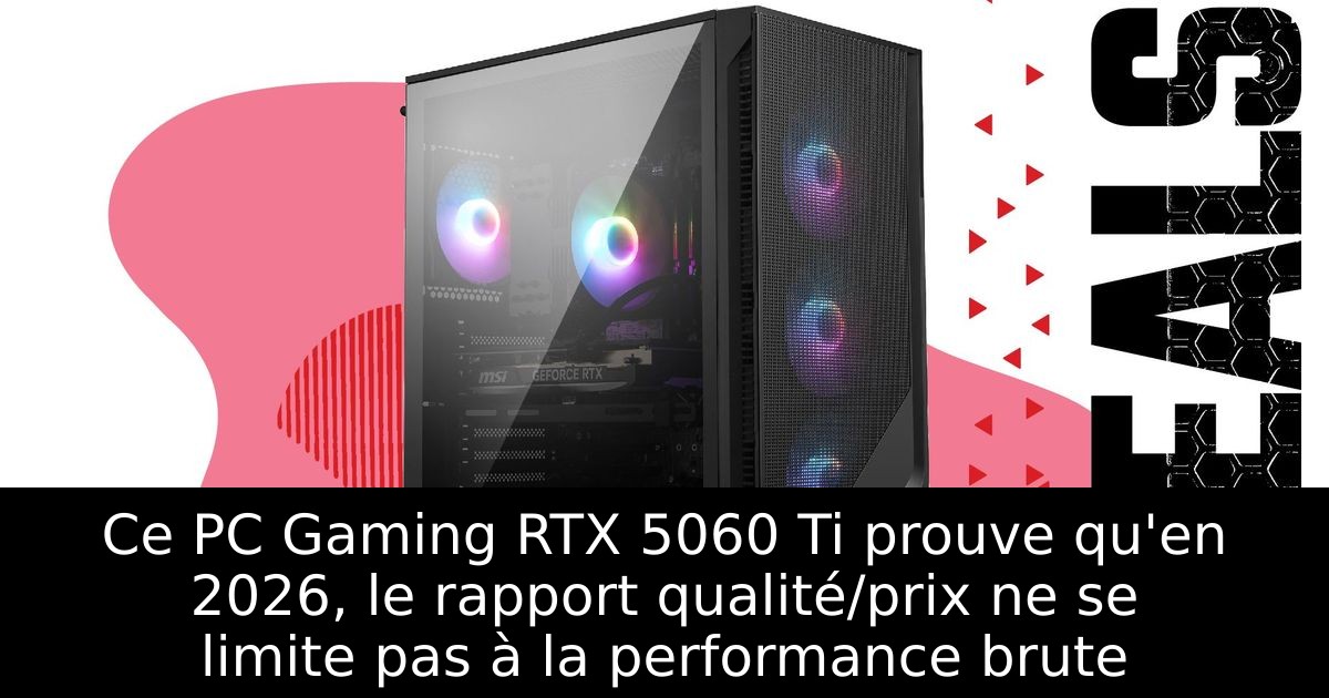 Ce PC Gaming RTX 5060 Ti prouve qu'en 2026, le rapport qualité/prix ne se limite pas à la performance brute