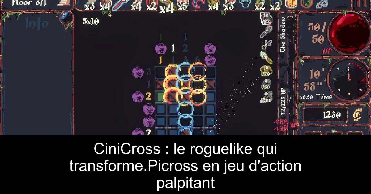 CiniCross : le roguelike qui transforme.Picross en jeu d'action palpitant