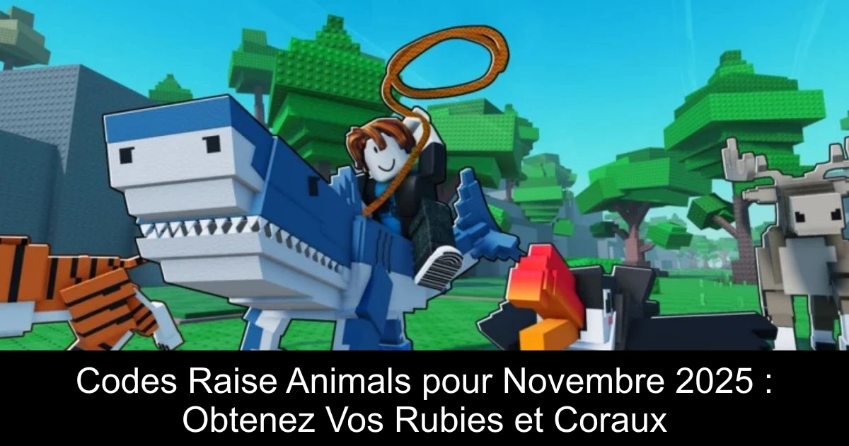 Codes Raise Animals pour Novembre 2025 : Obtenez Vos Rubies et Coraux