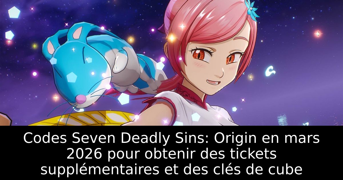 Codes Seven Deadly Sins: Origin en mars 2026 pour obtenir des tickets supplémentaires et des clés de cube