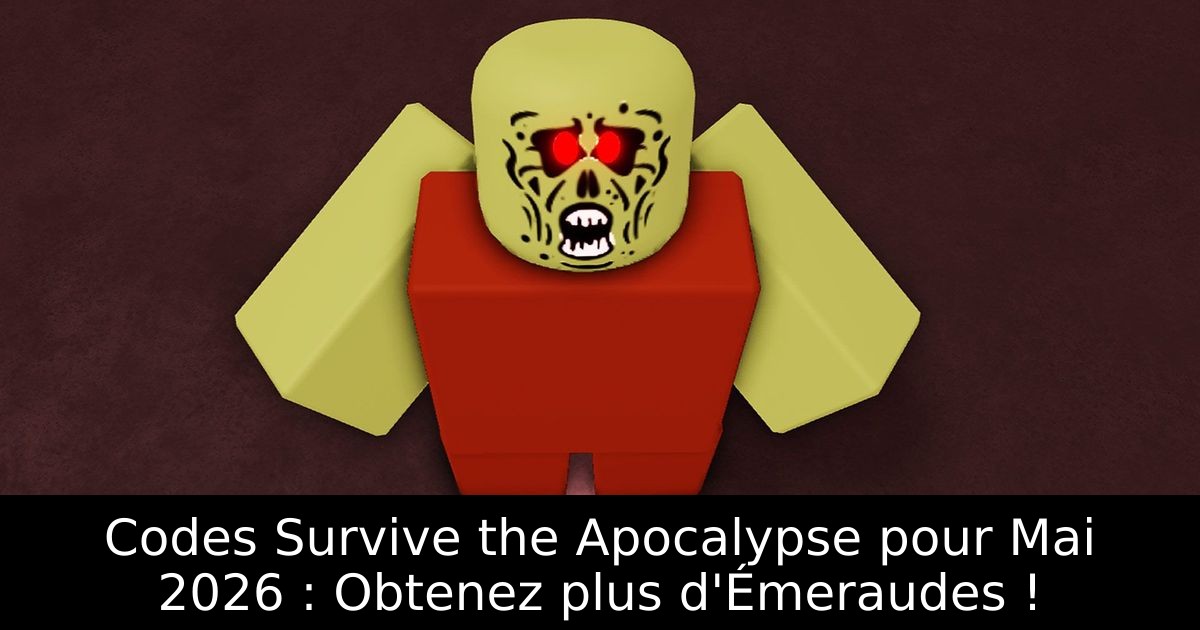 Codes Survive the Apocalypse pour Mai 2026 : Obtenez plus d'Émeraudes !