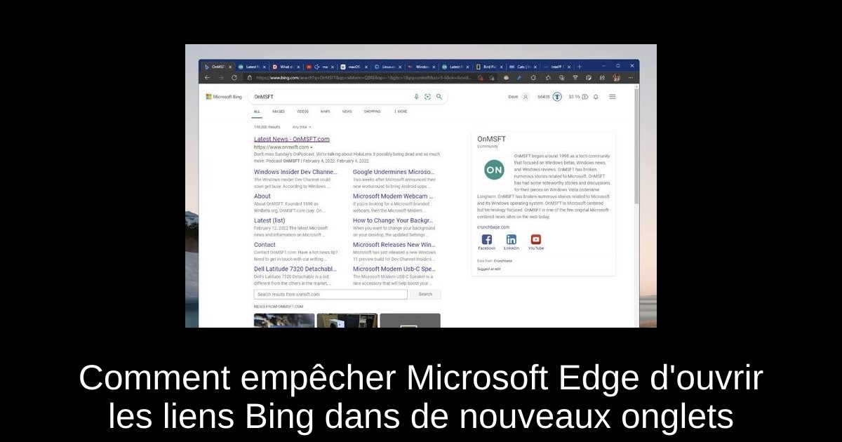 Comment empêcher Microsoft Edge d'ouvrir les liens Bing dans de nouveaux onglets