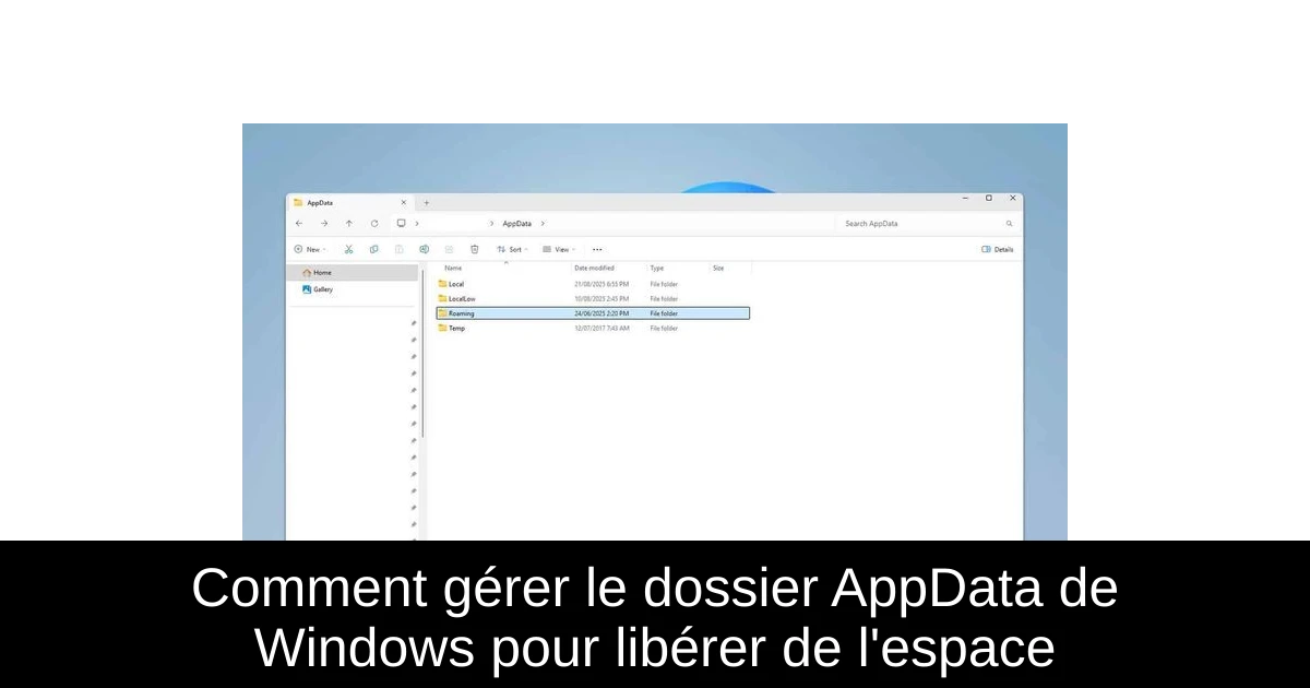 Comment gérer le dossier AppData de Windows pour libérer de l'espace