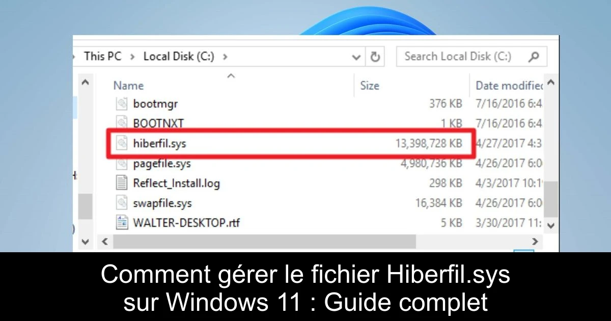 Comment gérer le fichier Hiberfil.sys sur Windows 11 : Guide complet