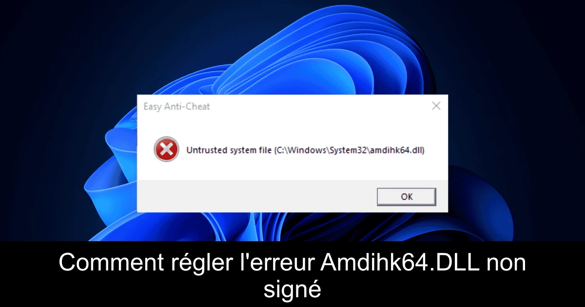 Comment régler l'erreur Amdihk64.DLL non signé
