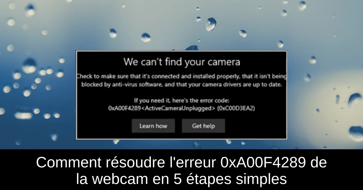 Comment résoudre l'erreur 0xA00F4289 de la webcam en 5 étapes simples