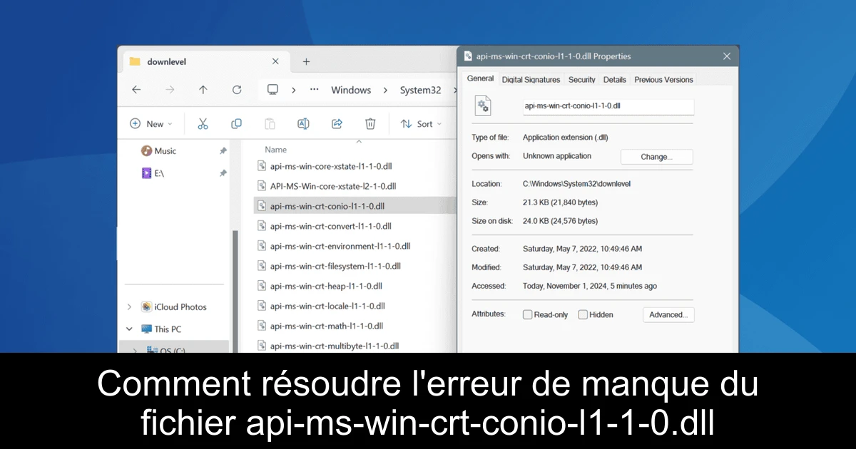 Comment résoudre l'erreur de manque du fichier api-ms-win-crt-conio-l1-1-0.dll