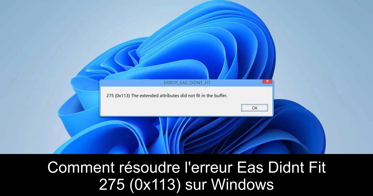 Comment résoudre l'erreur Eas Didnt Fit 275 (0x113) sur Windows