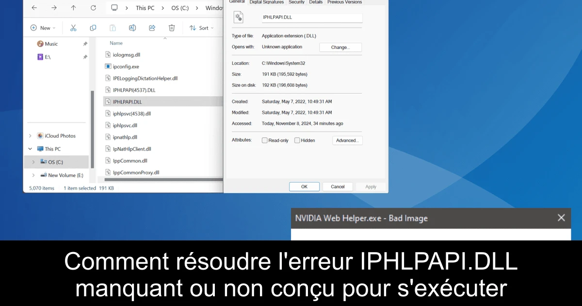 Comment résoudre l'erreur IPHLPAPI.DLL manquant ou non conçu pour s'exécuter