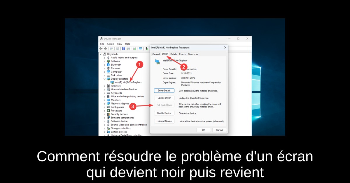 Comment résoudre le problème d'un écran qui devient noir puis revient