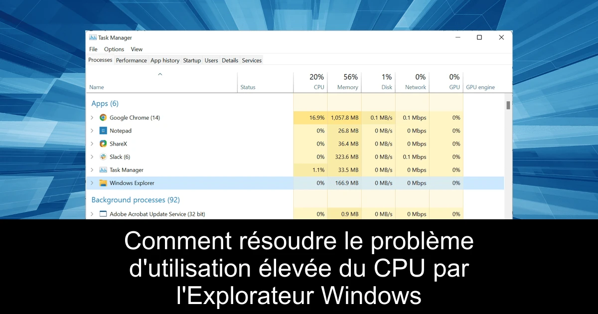 Comment résoudre le problème d'utilisation élevée du CPU par l'Explorateur Windows
