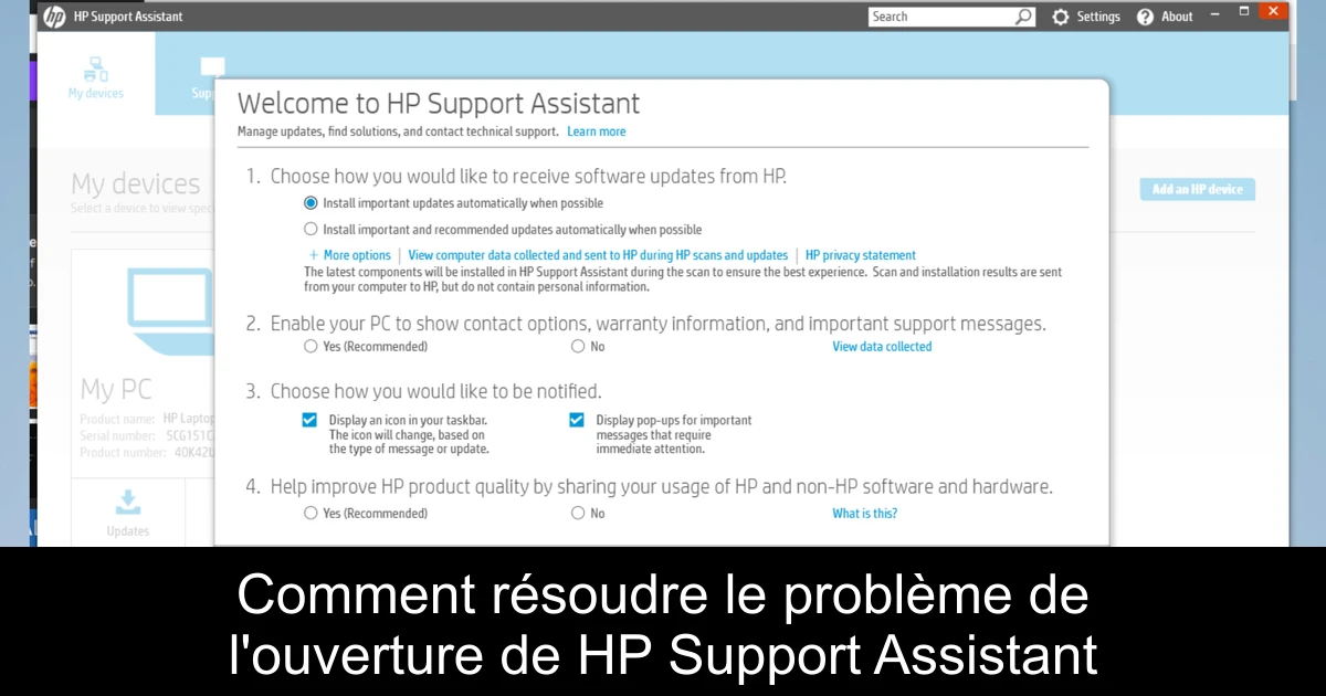 Comment résoudre le problème de l'ouverture de HP Support Assistant