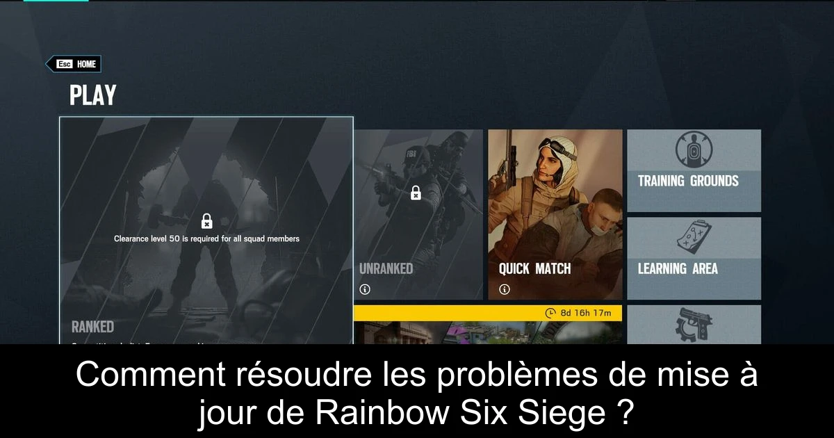 Comment résoudre les problèmes de mise à jour de Rainbow Six Siege ?