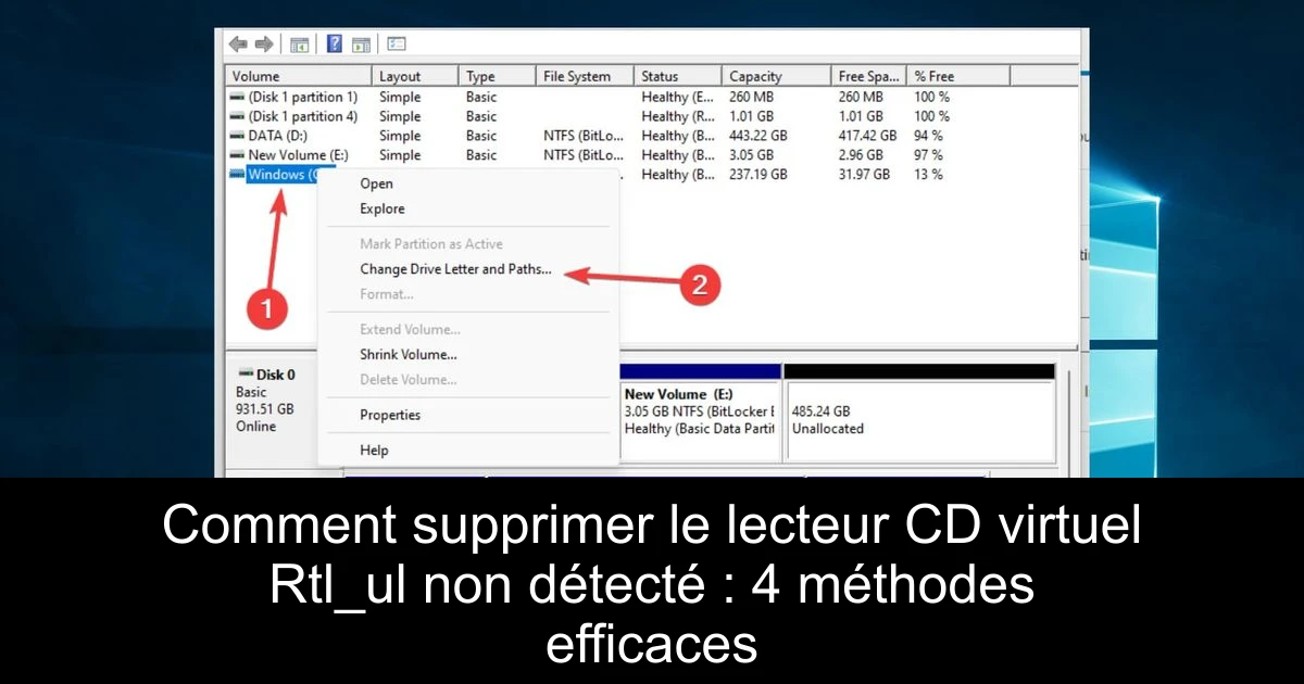 Comment supprimer le lecteur CD virtuel Rtl_ul non détecté : 4 méthodes efficaces