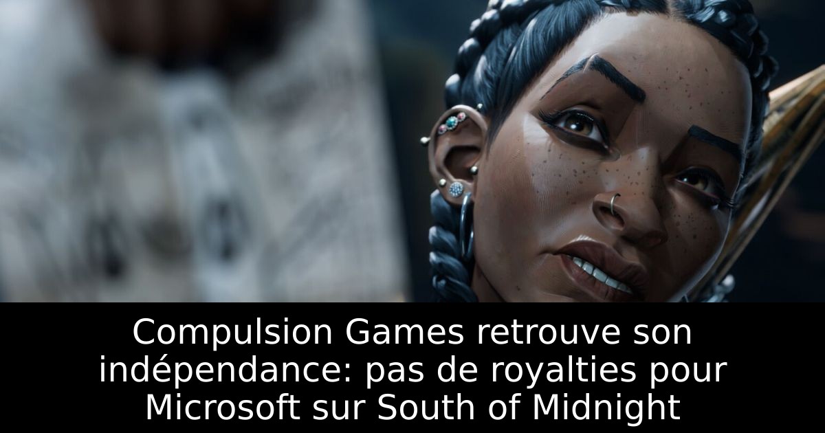 Compulsion Games retrouve son indépendance: pas de royalties pour Microsoft sur South of Midnight