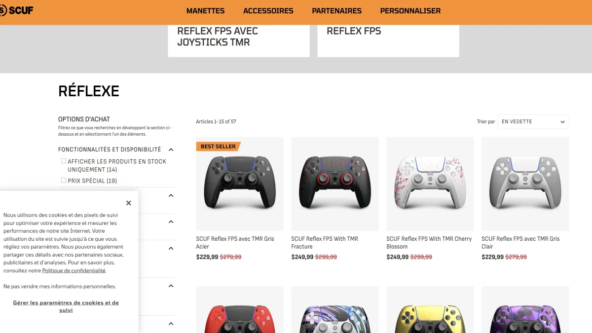 Contrôleurs SCUF Reflex personnalisables – Une réduction de 50 $
