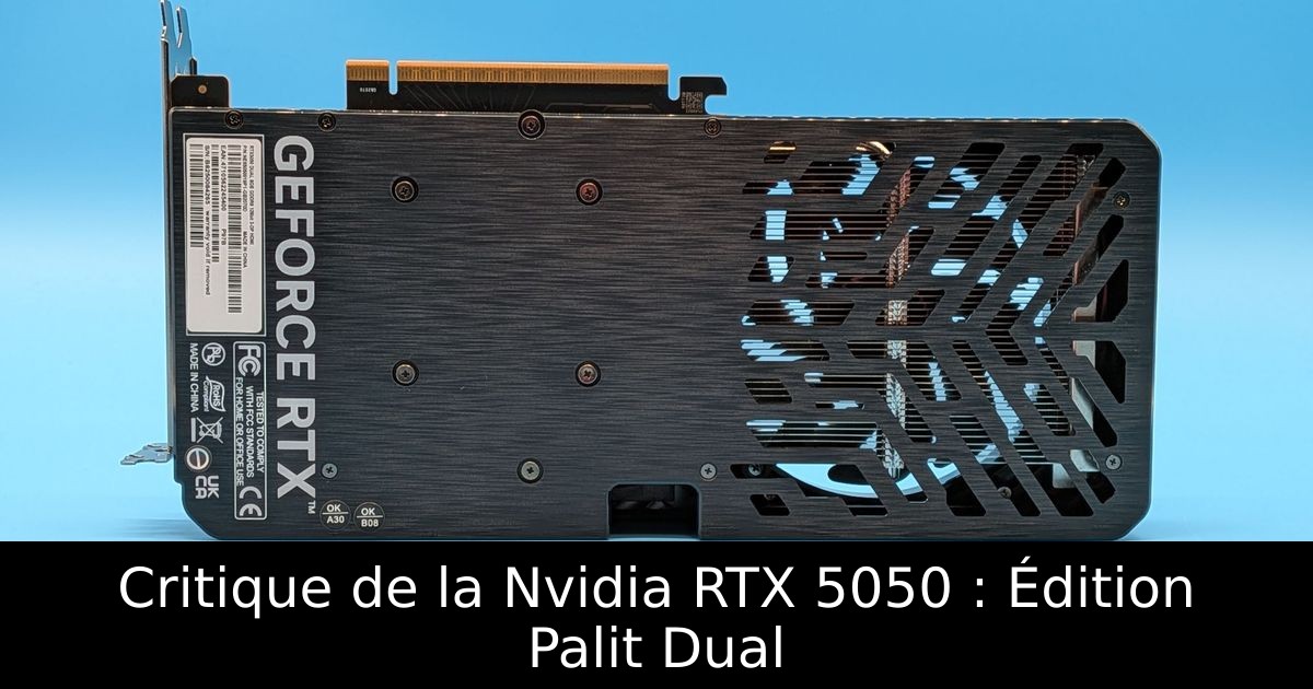 Critique de la Nvidia RTX 5050 : Édition Palit Dual