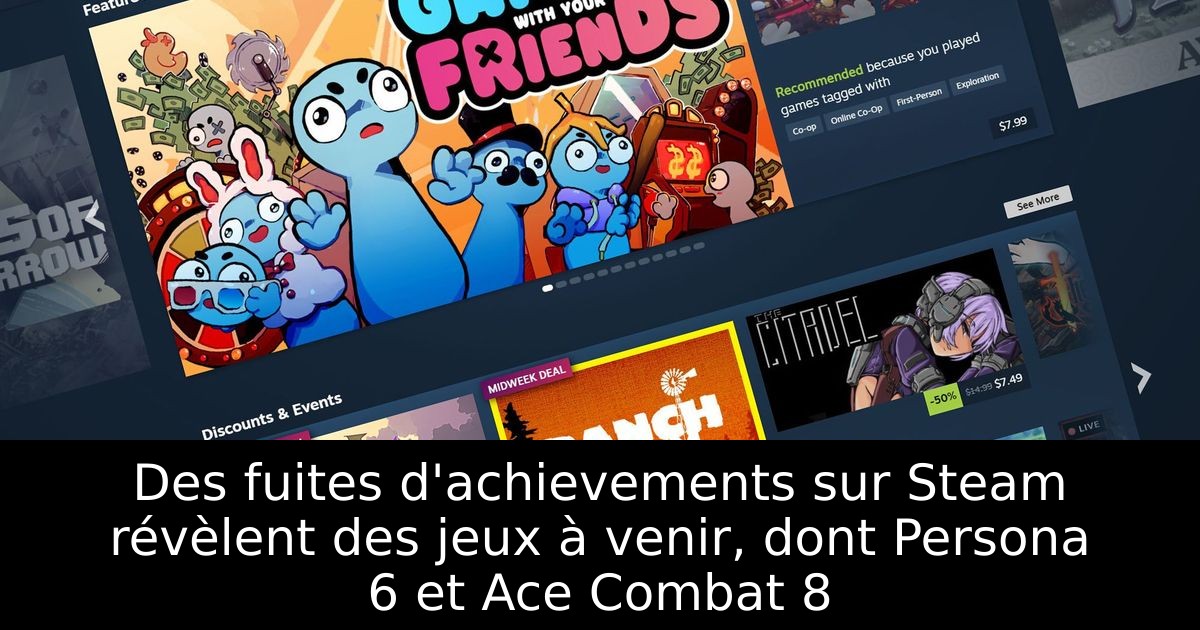 Des fuites d'achievements sur Steam révèlent des jeux à venir, dont Persona 6 et Ace Combat 8