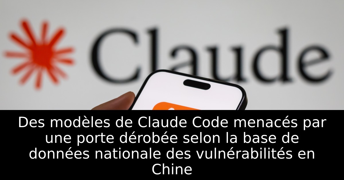 Des modèles de Claude Code menacés par une porte dérobée selon la base de données nationale des vulnérabilités en Chine