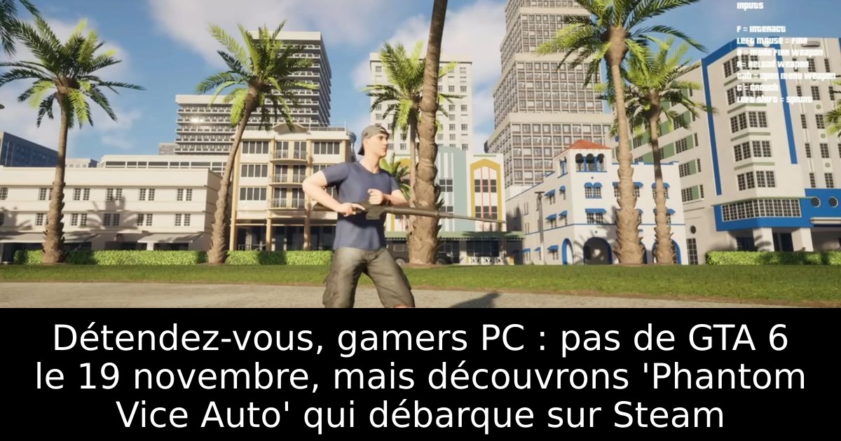 Détendez-vous, gamers PC : pas de GTA 6 le 19 novembre, mais découvrons 'Phantom Vice Auto' qui débarque sur Steam
