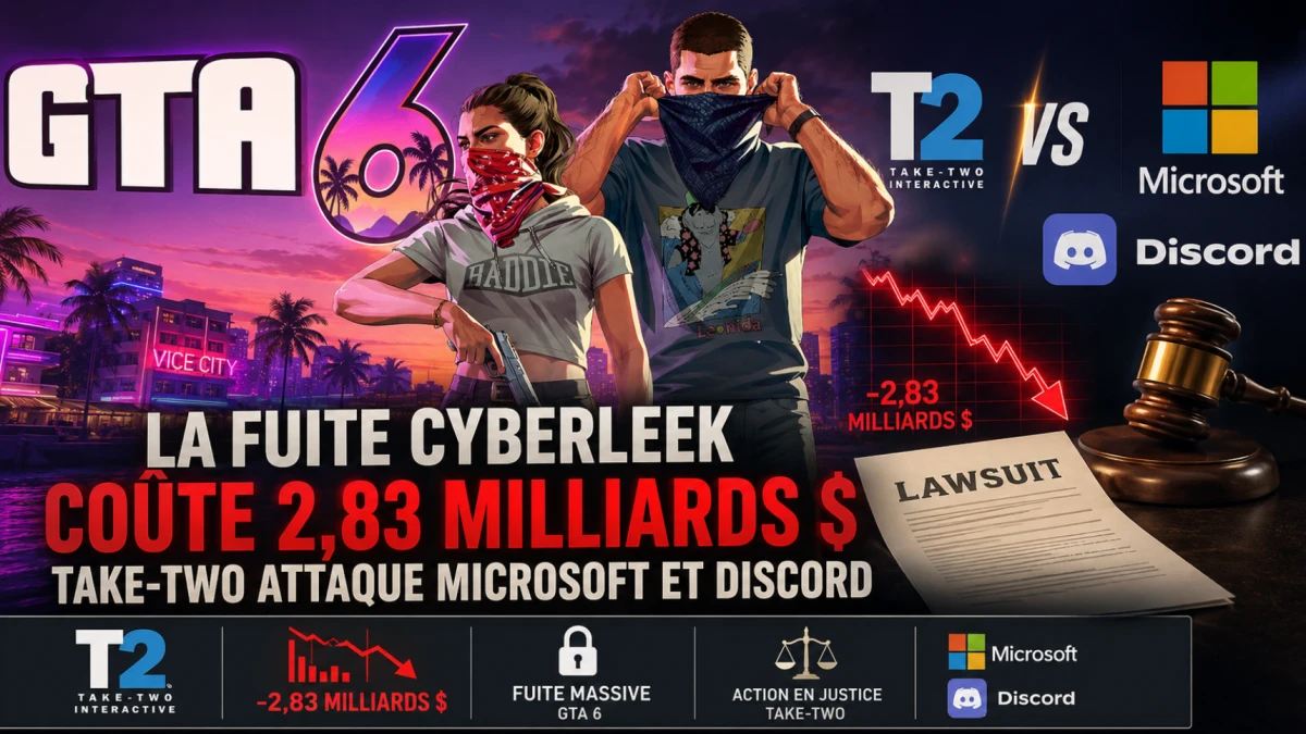 GTA 6 : la fuite CyberLeek fait perdre 2,83 milliards $ à Take-Two, qui traîne Microsoft et Discord en justice