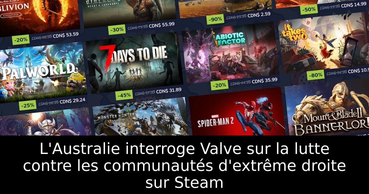 L'Australie interroge Valve sur la lutte contre les communautés d'extrême droite sur Steam