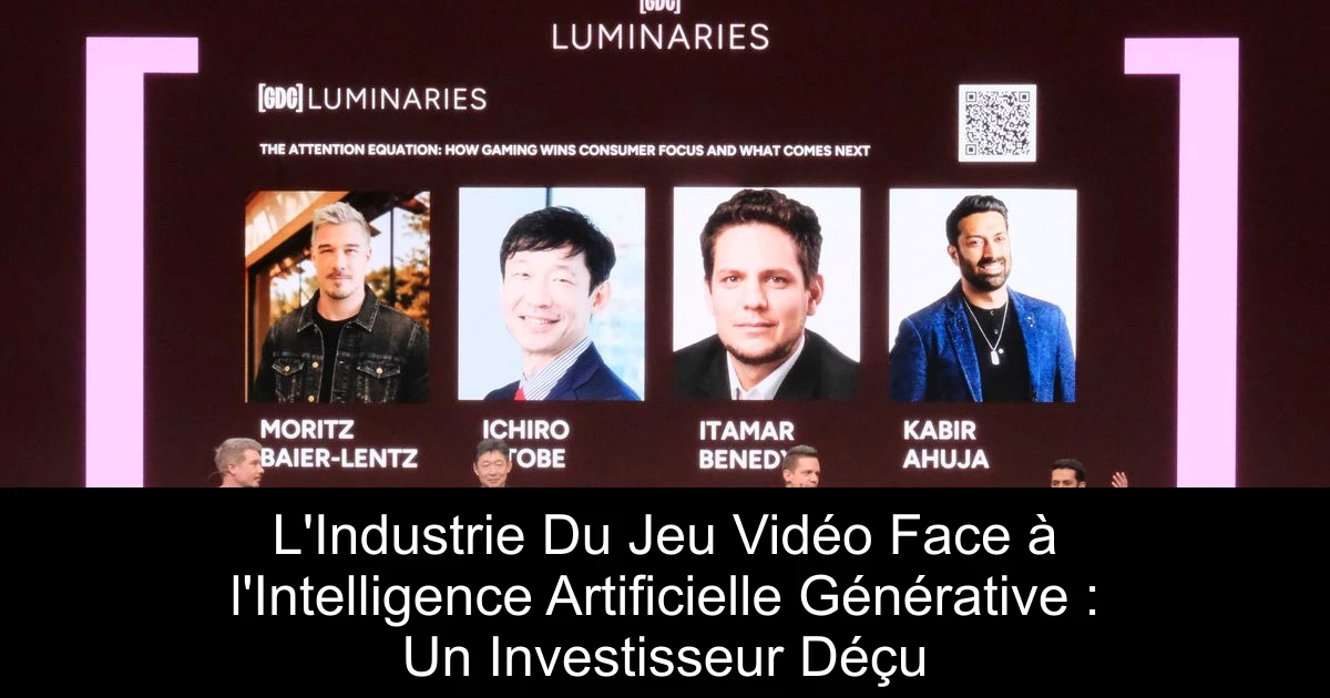 L'Industrie Du Jeu Vidéo Face à l'Intelligence Artificielle Générative : Un Investisseur Déçu