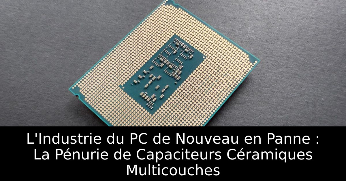 L'Industrie du PC de Nouveau en Panne : La Pénurie de Capaciteurs Céramiques Multicouches