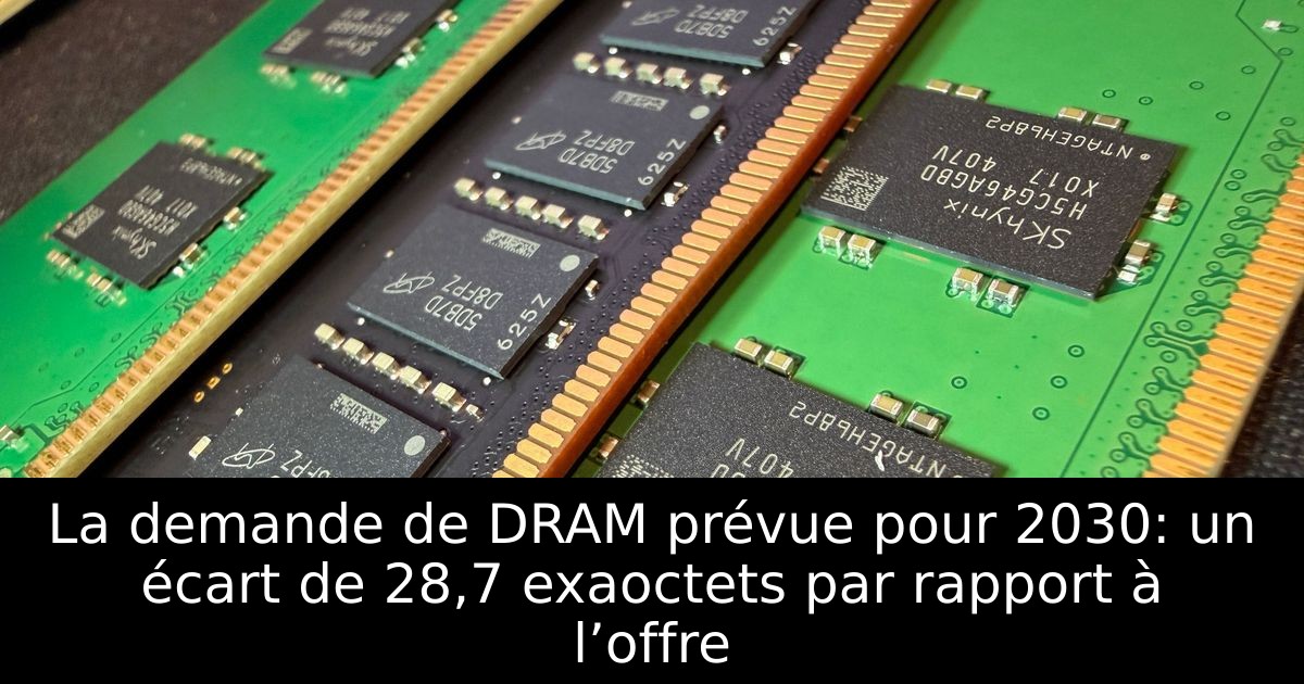 La demande de DRAM prévue pour 2030: un écart de 28,7 exaoctets par rapport à l’offre
