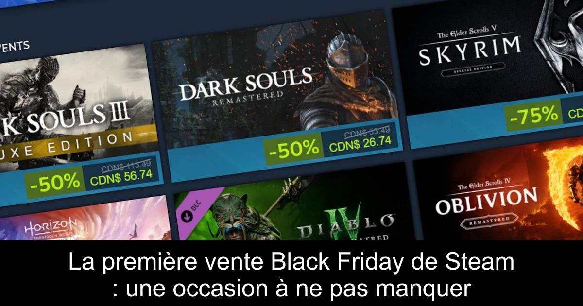 La première vente Black Friday de Steam : une occasion à ne pas manquer