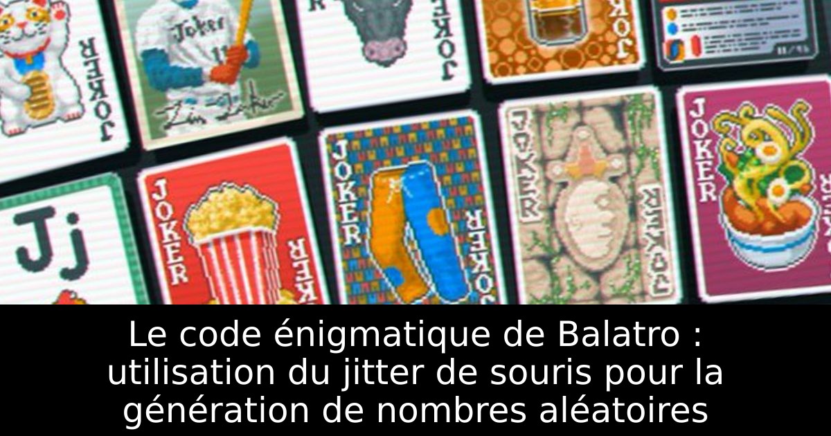 Le code énigmatique de Balatro : utilisation du jitter de souris pour la génération de nombres aléatoires