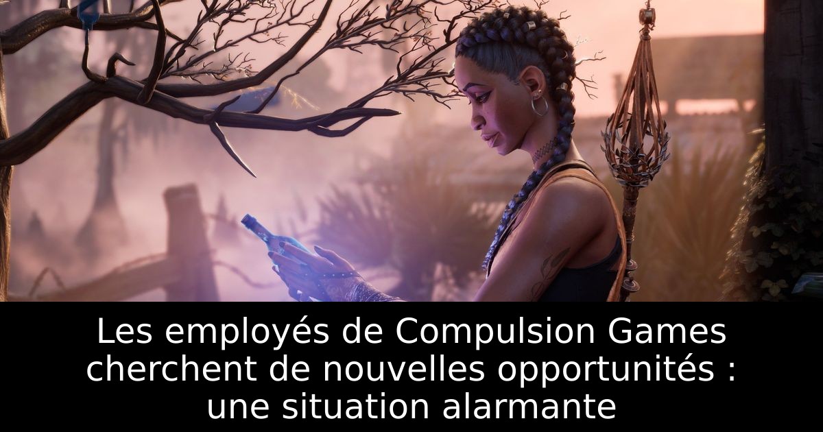 Les employés de Compulsion Games cherchent de nouvelles opportunités : une situation alarmante
