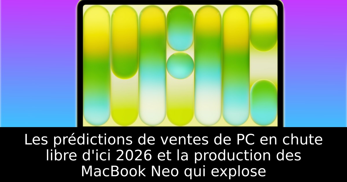 Les prédictions de ventes de PC en chute libre d'ici 2026 et la production des MacBook Neo qui explose