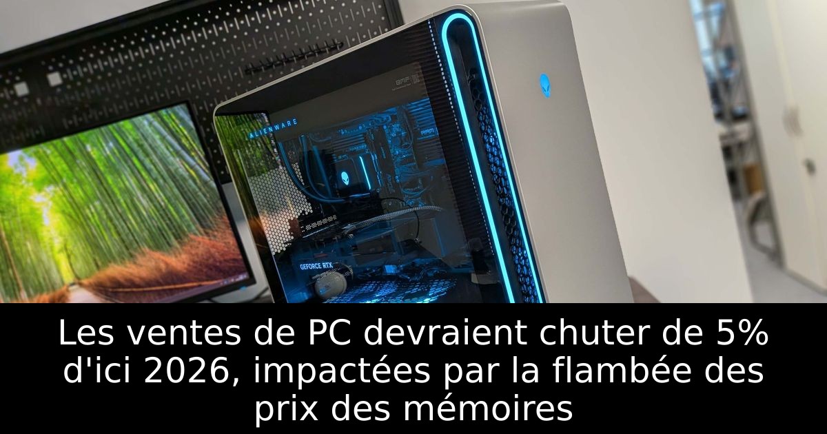 Les ventes de PC devraient chuter de 5% d'ici 2026, impactées par la flambée des prix des mémoires