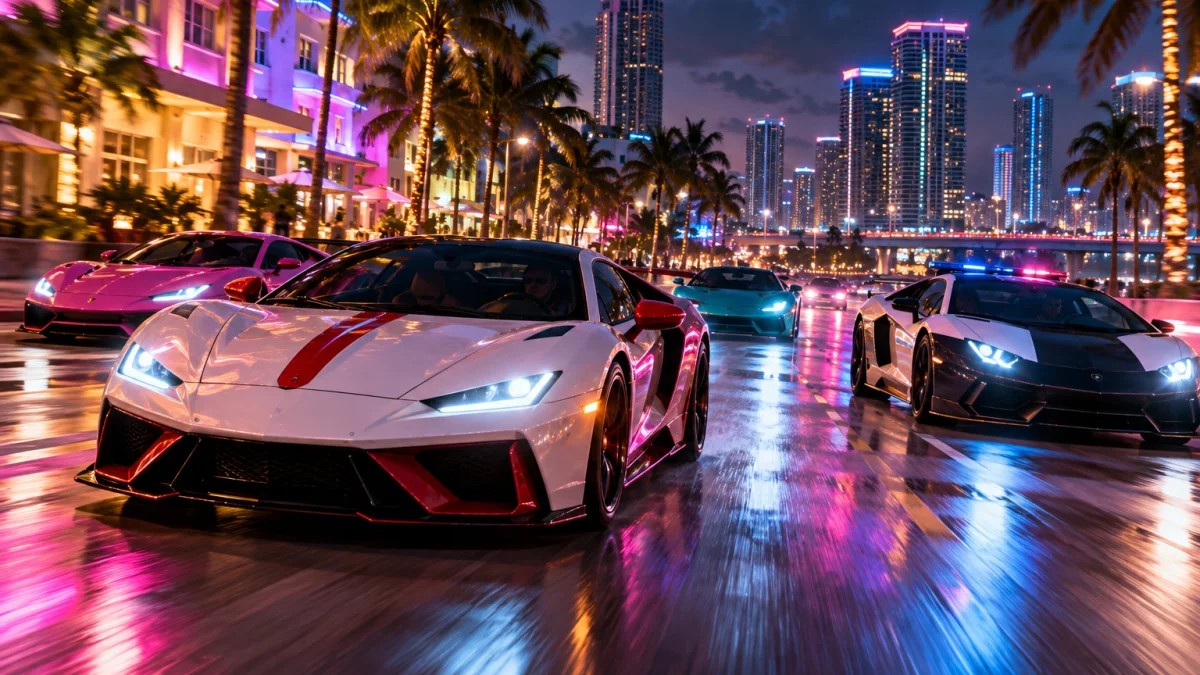 GTA 6 : des supercars de Vice City filmées à Miami, Rockstar derrière le convoi ?
