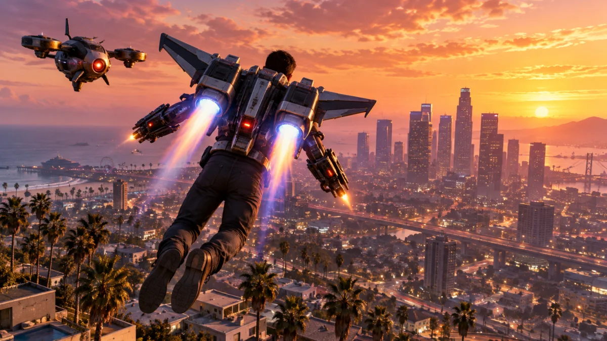 GTA 5 : Aerowing ajoute un jetpack armé et un drone à Los Santos