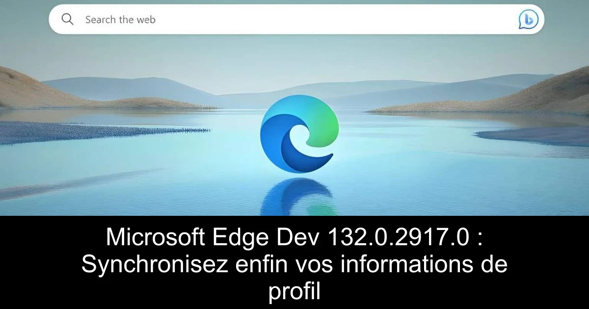 Microsoft Edge Dev 132.0.2917.0 : Synchronisez enfin vos informations de profil