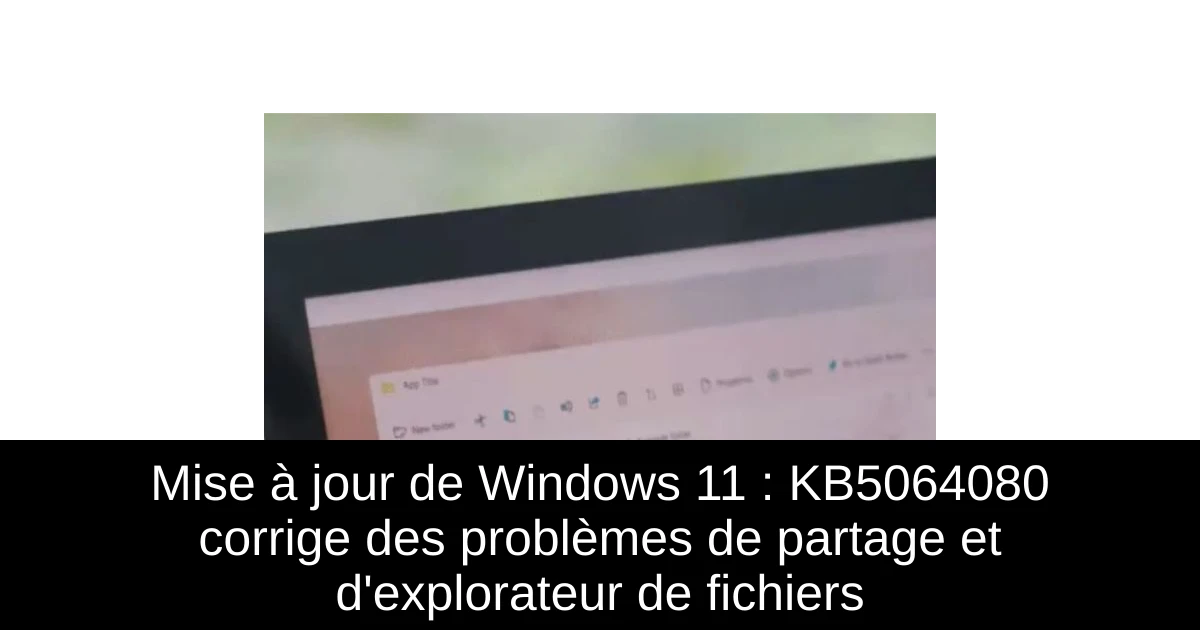 Mise à jour de Windows 11 : KB5064080 corrige des problèmes de partage et d'explorateur de fichiers