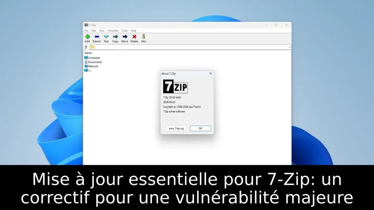 Mise à jour essentielle pour 7-Zip: un correctif pour une vulnérabilité majeure