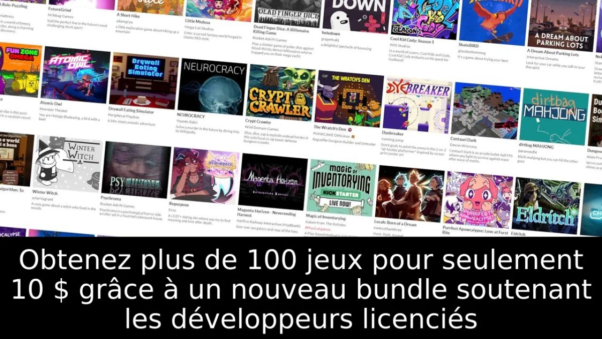 Obtenez plus de 100 jeux pour seulement 10 $ grâce à un nouveau bundle soutenant les développeurs licenciés