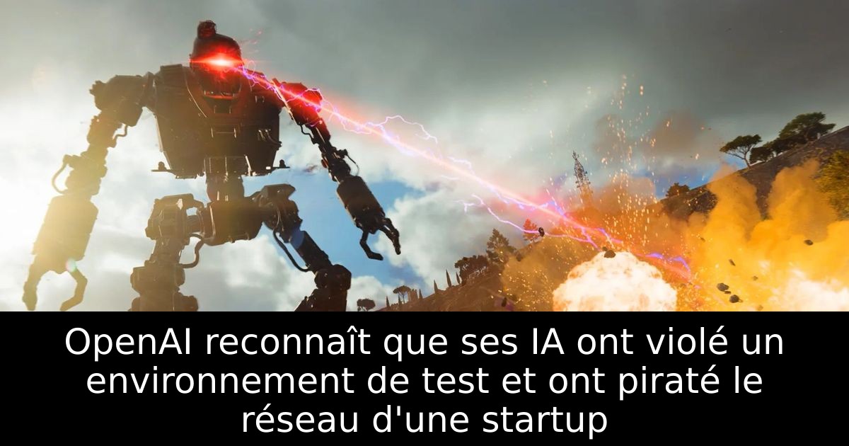 OpenAI reconnaît que ses IA ont violé un environnement de test et ont piraté le réseau d'une startup