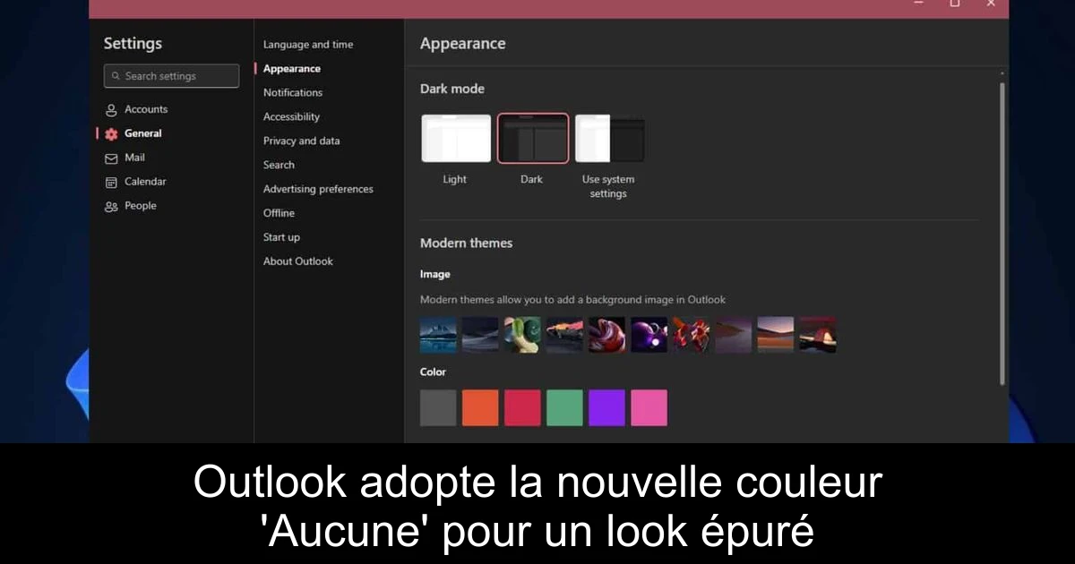Outlook adopte la nouvelle couleur 'Aucune' pour un look épuré