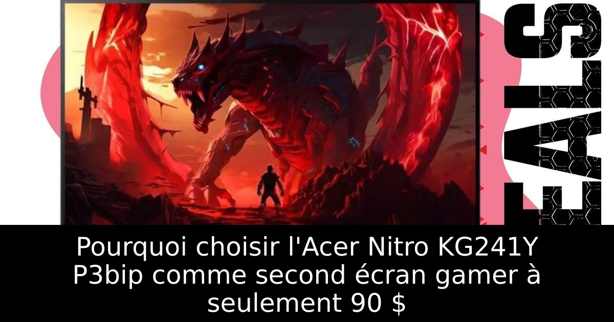 Pourquoi choisir l'Acer Nitro KG241Y P3bip comme second écran gamer à seulement 90 $