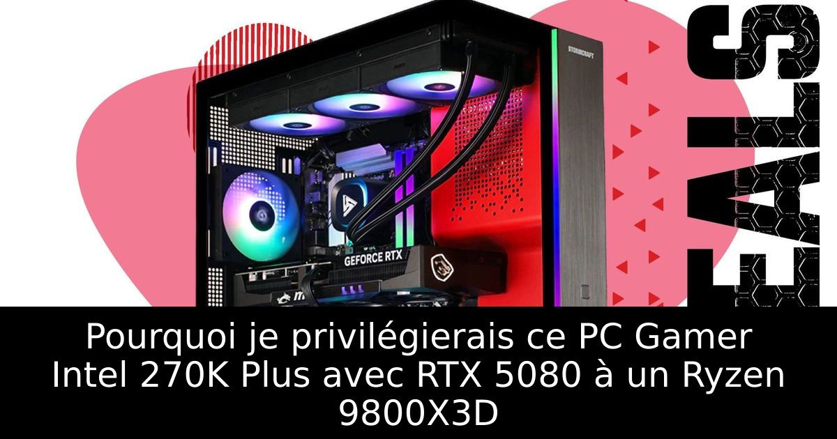Pourquoi je privilégierais ce PC Gamer Intel 270K Plus avec RTX 5080 à un Ryzen 9800X3D