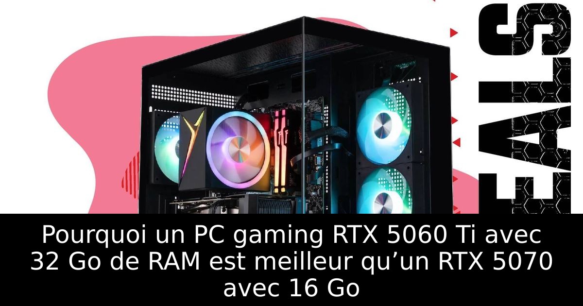 Pourquoi un PC gaming RTX 5060 Ti avec 32 Go de RAM est meilleur qu’un RTX 5070 avec 16 Go