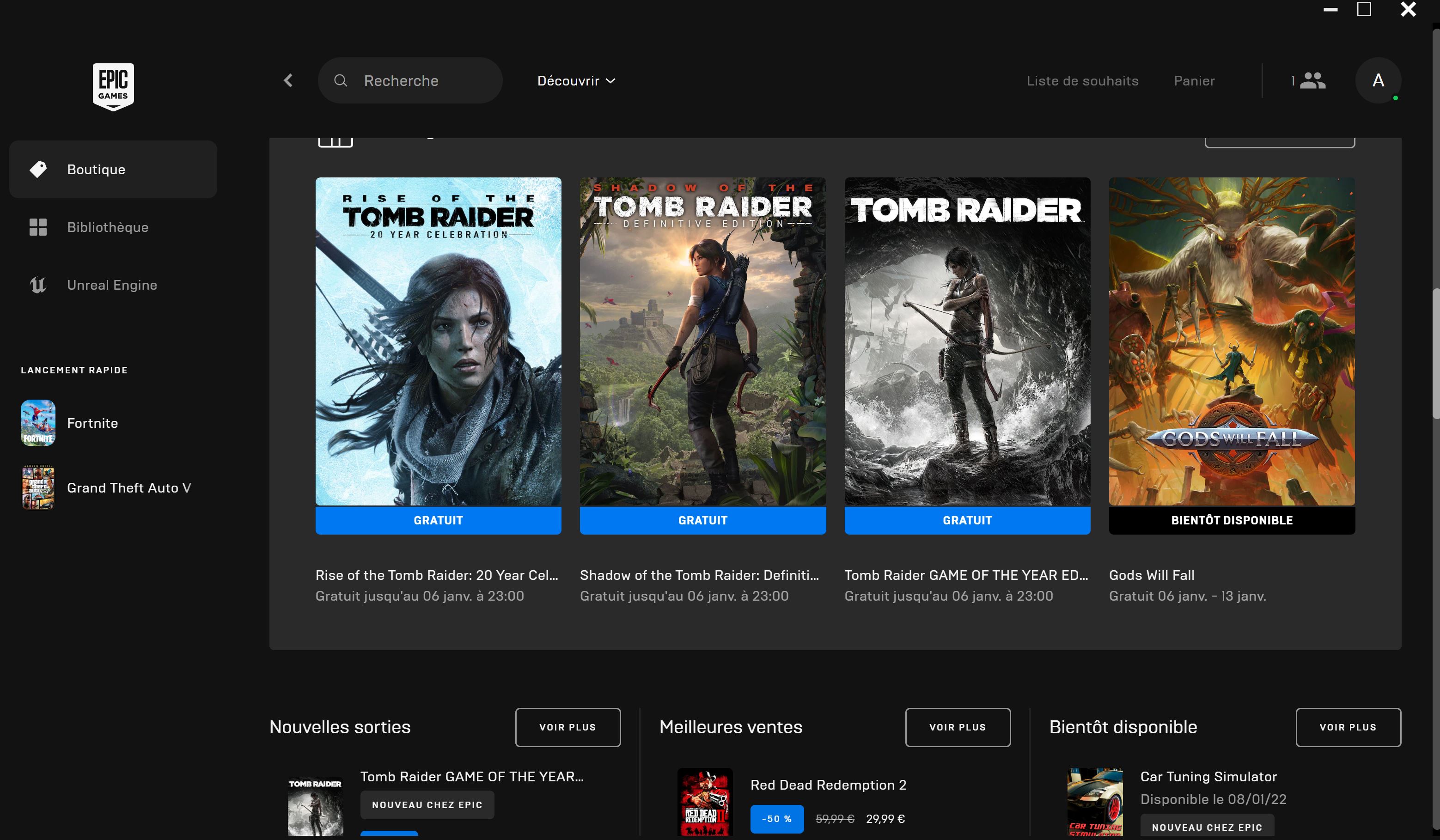 Qu'est-ce qui est gratuit sur Epic Games Store ( page mise à jour )