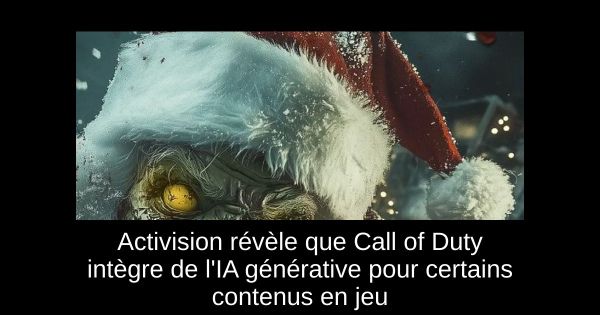 Activision révèle que Call of Duty intègre de l'IA générative pour certains contenus en jeu